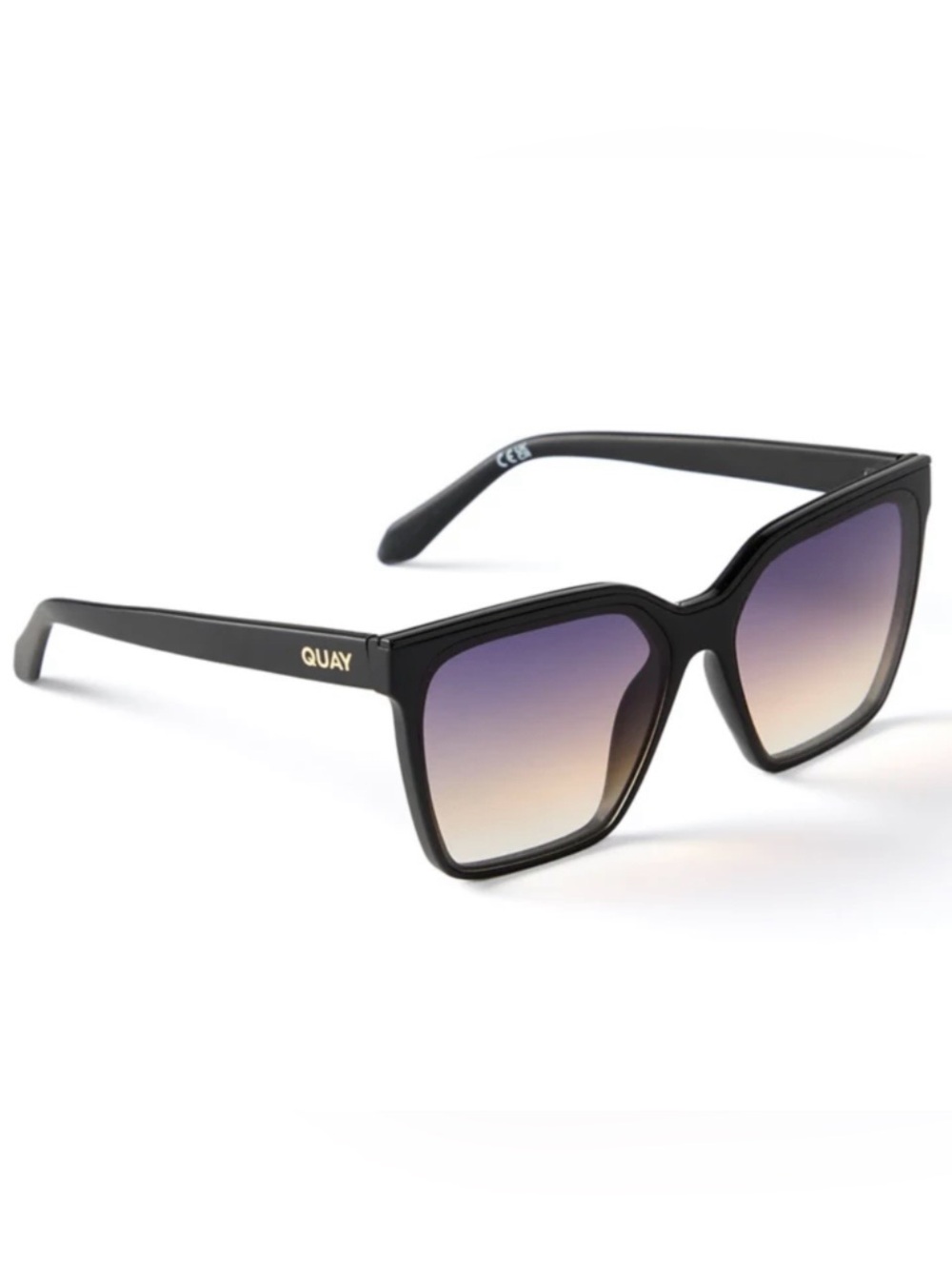 Quay Level Up Women's Matte Black Geometric Butterfly Sunglasses NIB